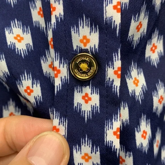 Michael Kors Romper Women’s Size XS Blue Long Sleeve Printed Shorts One Piece - Picture 6 of 12